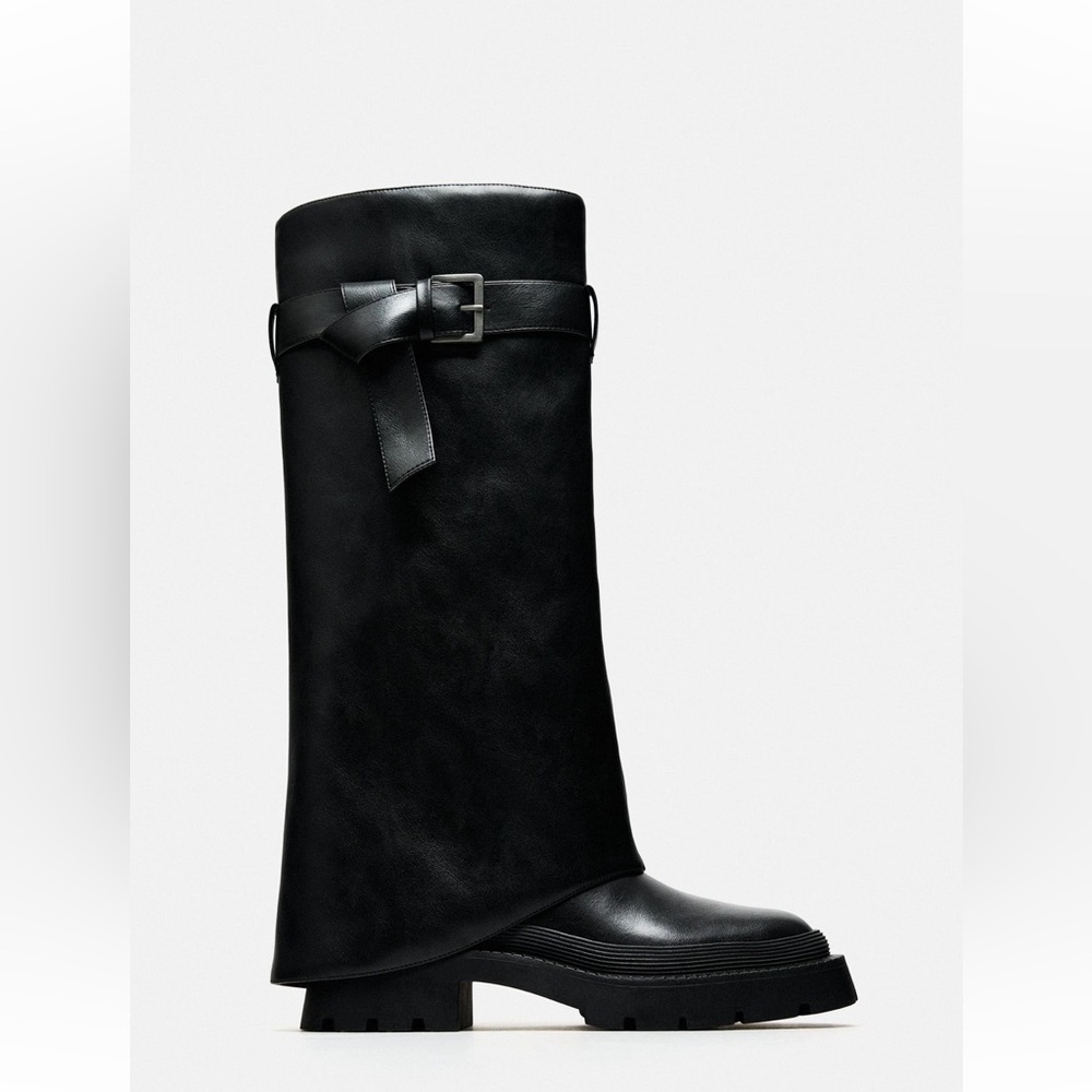 Zara combat mid calf boots